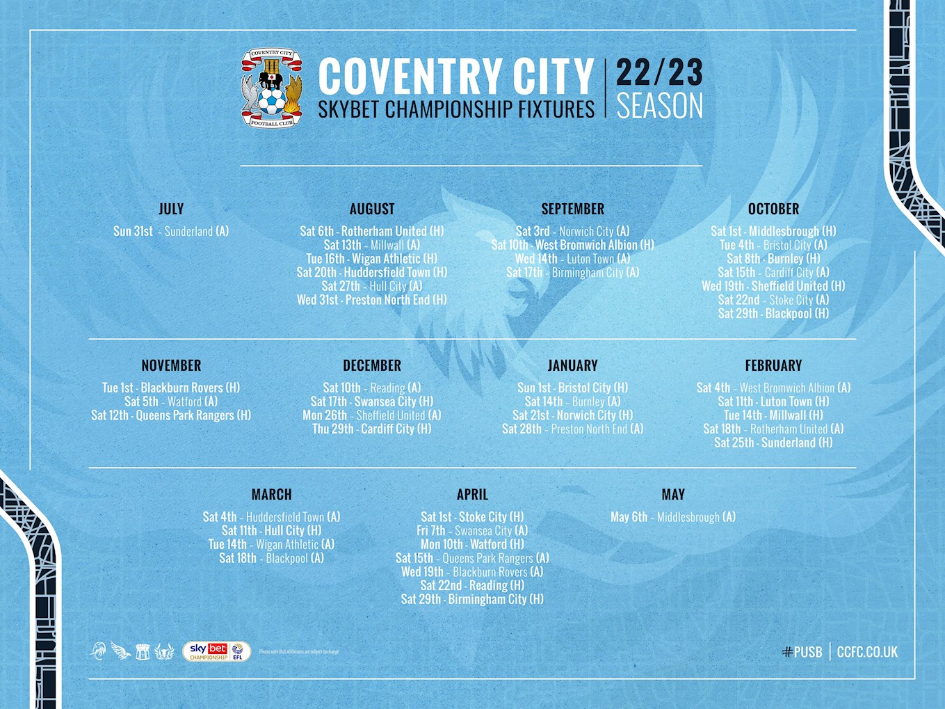 DOWNLOAD: Get your 22/23 fixture list desktop wallpaper! - News - Coventry  City